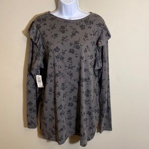 NWT Torrid Blue Floral T-Shirt with Ruffles